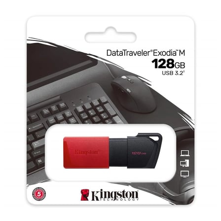 Kingston DTXM-128GB 128GB USB3.2 Gen1 DataTraveler Exodia M (Black + Red) Flash Bellek (KDO)