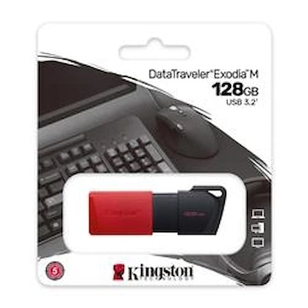 Kingston DTXM-128GB 128GB USB3.2 Gen1 DataTraveler Exodia M (Black + Red) Flash Bellek (KDO)
