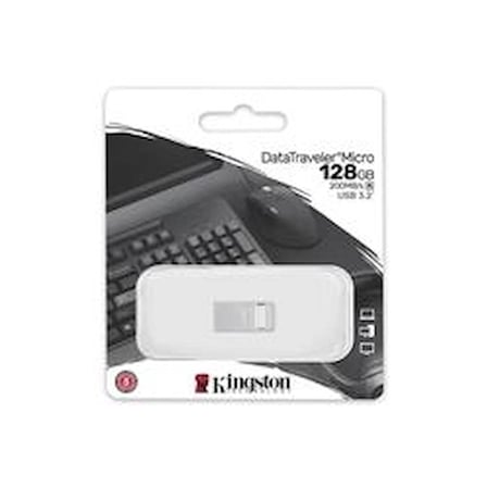 Kingston DTMC3G2-128GB DataTraveler Micro 200MB-s Metal USB 3.2 Gen 1 Flash Bellek (KDO)