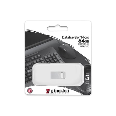 Kingston DTMC3G2-64GB DataTraveler Micro 200MB-s Metal USB 3.2 Gen 1 Flash Bellek (KDO)
