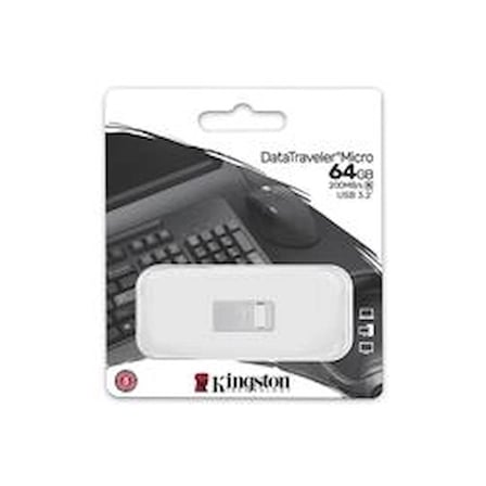 Kingston DTMC3G2-64GB DataTraveler Micro 200MB-s Metal USB 3.2 Gen 1 Flash Bellek (KDO)