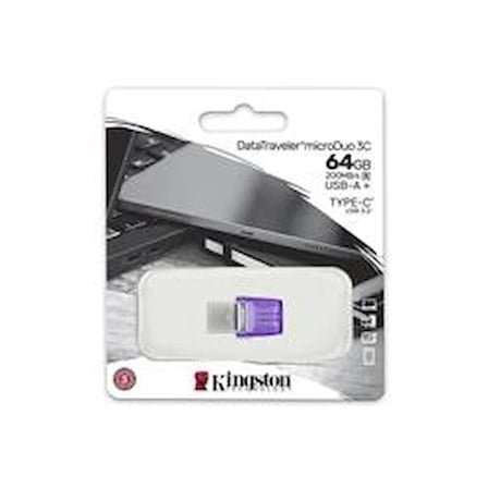 Kingston DTDUO3CG3-64GB DataTraveler microDuo 3C 200MB-s dual USB-A + USB-C Flash Bellek (KDO)