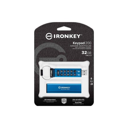 Kingston IKKP200-32GB 32GB IronKey Keypad 200, FIPS 140-3 Lvl 3 (Pending) Flash Bellek (KDO)