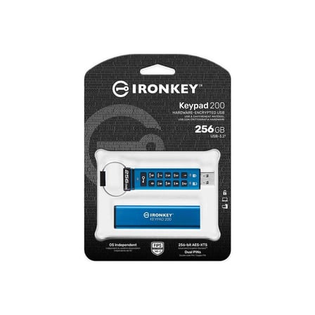 Kingston IKKP200-256GB 256GB IronKey Keypad 200, FIPS 140-3 Lvl 3 (Pending) Flash Bellek (KDO)