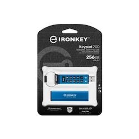 Kingston IKKP200-256GB 256GB IronKey Keypad 200, FIPS 140-3 Lvl 3 (Pending) Flash Bellek (KDO)