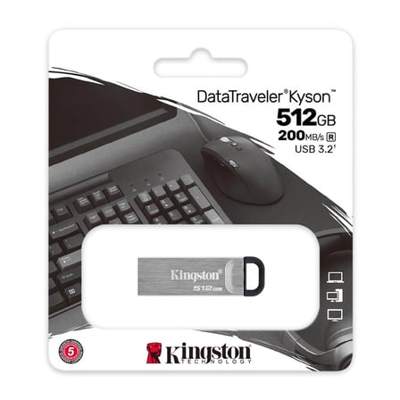 Kingston DTKN-512GB 512GB DataTraveler Kyson 200MB-s Metal USB 3.2 Gen 1 Flash Bellek (KDO)