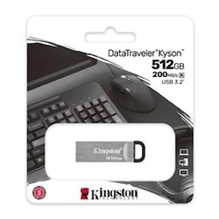 Kingston DTKN-512GB 512GB DataTraveler Kyson 200MB-s Metal USB 3.2 Gen 1 Flash Bellek (KDO)