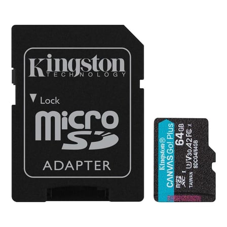 Kingston SDCG4-64GB 64GB microSDXC Canvas Go Plus Gen4 200MB-s A2 U3 V30 Card + ADP Hafıza Kartı (KDO)