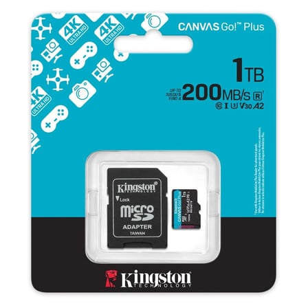 Kingston SDCG4-1TB 1TB microSDXC Canvas Go Plus Gen4 200MB-s A2 U3 V30 Card + ADP Hafıza Kartı (KDO)