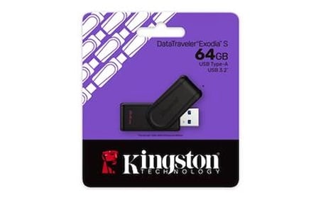 Kingston DTXS-64GB 64GB Portable USB 3.2 Gen1 DataTraveler ExodiaS (Black-Black) Flash Bellek (KDO)