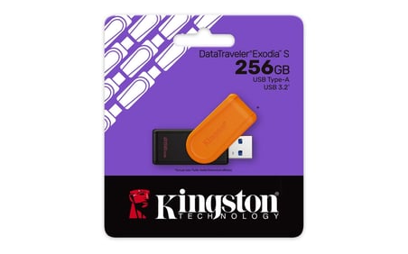 Kingston DTXS-256GB 256GB Portable USB 3.2 Gen1 DataTraveler ExodiaS (Black-Orange) Flash Bellek (KDO)