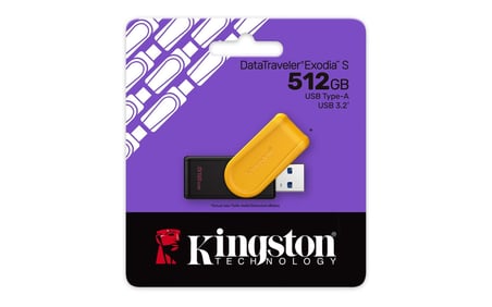 Kingston DTXS-512GB 512GB Portable USB 3.2 Gen1 DataTraveler ExodiaS (Black-Yellow) Flash Bellek (KDO)