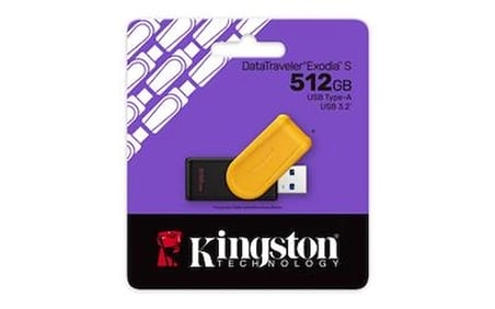 Kingston DTXS-512GB 512GB Portable USB 3.2 Gen1 DataTraveler ExodiaS (Black-Yellow) Flash Bellek (KDO)