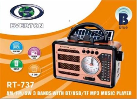 Everton RT-737 Bluetooth Usb-Micro Sd Solarlı Saatli Nostaljik Radyo (KDO)