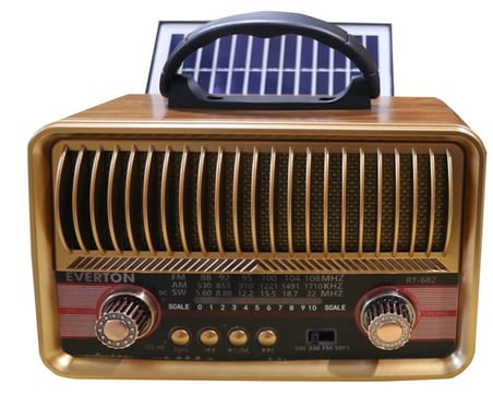 Everton RT-682  Solarlı,Şarjlı Nostaljik Radyo (Bluetooth-USB-SD-FM ) (KDO)
