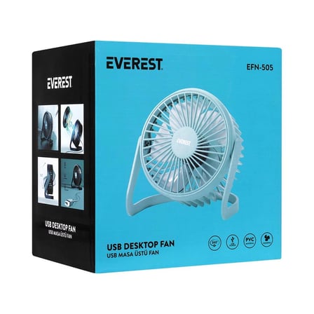 Everest EFN-505 Masaüstü Turkuaz Usb Fan (145mmx141mmx105 mm) (KDO)
