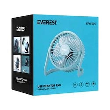 Everest EFN-505 Masaüstü Turkuaz Usb Fan (145mmx141mmx105 mm) (KDO)