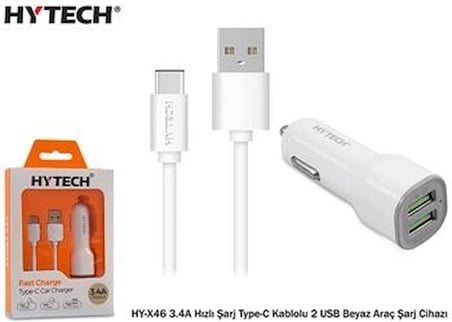 Hytech HY-X46 3.4A Hızlı Şarj Type-C Kablolu 2 USB (KDO)