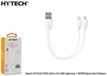 Hytech HY-X114 2İN1 20cm 3A USB Lightning + MİCRO (KDO)