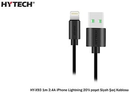 Hytech HY-X93 1m 2.A iPhone Lightning Şarj Kablosu Siyah (KDO)