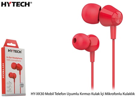 Hytech HY-XK30 Mobil Telefon Uyumlu Kırmızı Kulak İçi Mikrofonlu Kulaklık (KDO)