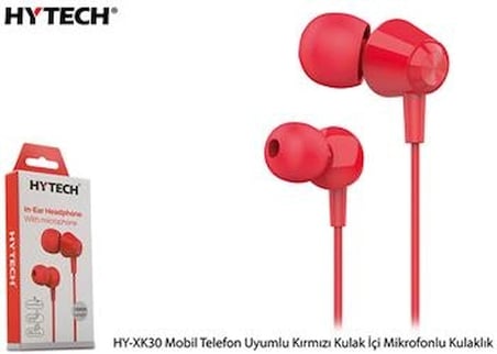 Hytech HY-XK30 Mobil Telefon Uyumlu Kırmızı Kulak İçi Mikrofonlu Kulaklık (KDO)