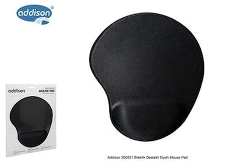 Addison 300521 Bileklik Destekli Siyah Mouse Pad (KDO)