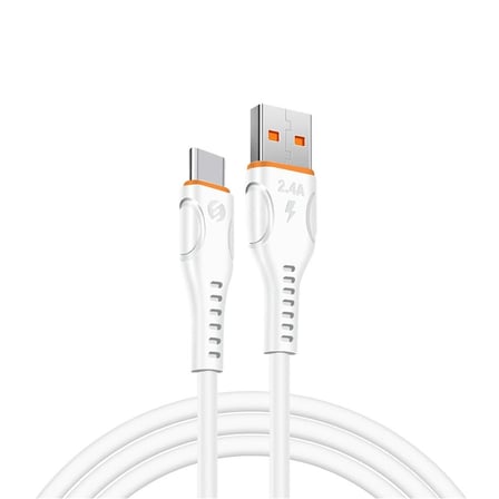 S-link SL-EC50 (SL-EC50T) 5V 2400MA Type-C Kablolu 2 USB Çıkışlı Beyaz Ev Şarj Adaptörü (KDO)