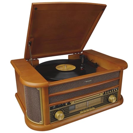 Mikado Nostalgia MN-P325 DÖNENCE Pikap Ahşap 2X5W Stereo Spk MP3 Çalar USB-Radyo-CD-Kaset -BT Müzik (KDO)