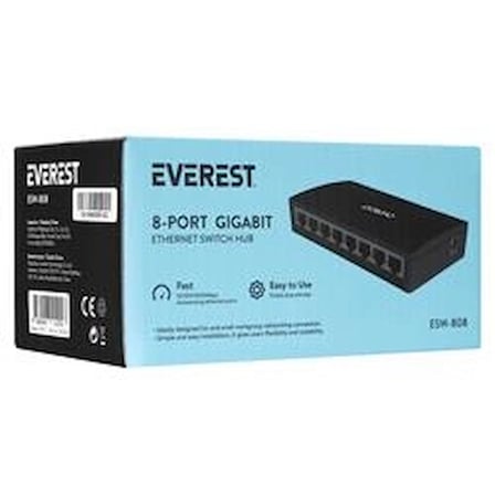 Everest EVERLINK ESW-808 8 Port 10-100-1000Mbps Gigabit Ethernet Masaüstü Ethernet Switch Hub (KDO)