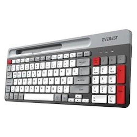 Everest KB-88 RUBY Beyaz-Gri 2.4G+BT1+BT2 Çoklu Cihaz Bağlantılı Q Kablosuz klavye (KDO)