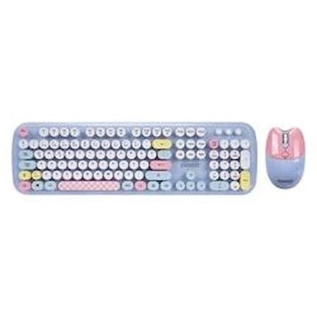 Everest KM-6284 WHISKER Renkli Tuşlu Mavi Kablosuz Q Klavye + Mouse Set (KDO)