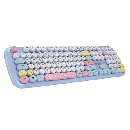Everest KM-6284 WHISKER Renkli Tuşlu Mavi Kablosuz Q Klavye + Mouse Set (KDO)