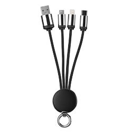 S-link SL-CP110 20cm 2A MicroUSB+Lightning+TypeC 3 in 1 LED Logolu Şarj Kablosu (KDO)