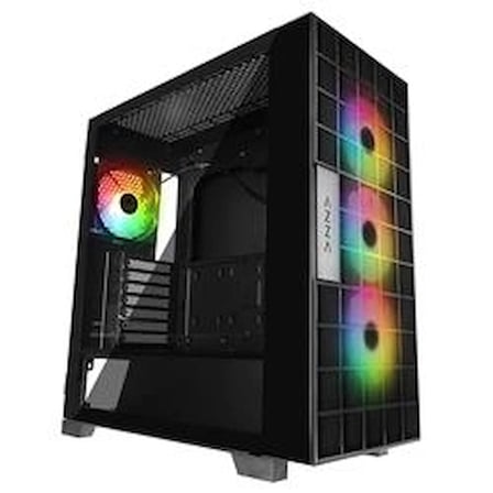 Rampage AZZA V2 Temperli Camlı Siyah 4-12CM ARGB Fan + Type-C ATX Mid-T Gaming Oyuncu Kasası (KDO)