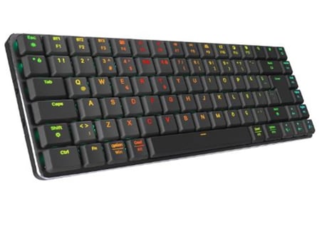 Rampage W-GRANITE Siyah-Gri Low Profile BLUE SWITCH Mekanik Gaming Oyuncu Klavye Q RGB 2,4 ghz+ BT (KDO)
