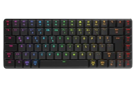 Rampage W-GRANITE Siyah-Gri Low Profile BLUE SWITCH Mekanik Gaming Oyuncu Klavye Q RGB 2,4 ghz+ BT (KDO)