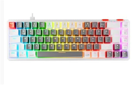Rampage YORU MINI Gri-Beyaz Type-C Bağlantılı OUTEMU Red Swich Q Mekanik Gaming Oyuncu Klavye RGB (KDO)