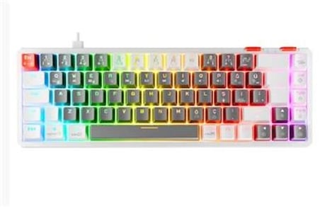 Rampage YORU MINI Gri-Beyaz Type-C Bağlantılı OUTEMU Red Swich Q Mekanik Gaming Oyuncu Klavye RGB (KDO)