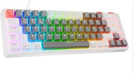 Rampage YORU MINI Gri-Beyaz Type-C Bağlantılı OUTEMU Red Swich Q Mekanik Gaming Oyuncu Klavye RGB (KDO)