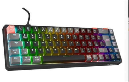 Rampage YORU MINI Siyah-Gri Type-C Bağlantılı OUTEMU Red Swich Q Mekanik Gaming Oyuncu Klavye RGB (KDO)