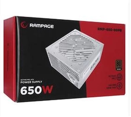 Rampage RMP-600-80P 600W 80Plus Bronze 12cm Fan Aktif PFC Beyaz Power Supply (KDO)