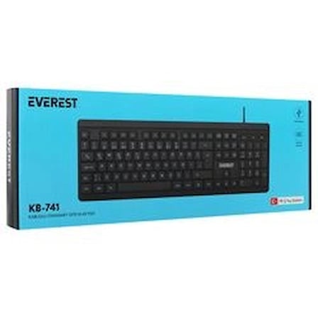 Everest KB-741Q  Siyah-Gri USB 2 Metre Bakır Kablolu Usb Q Klavye (KDO)