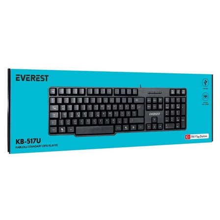 Everest KB-517UF Siyah USB F 2mt Kablo Uzunluğu Standart Klavye (KDO)