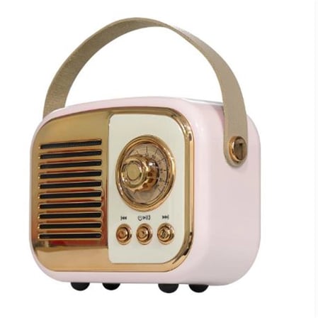 Mikado MD-24BT Echoes 3W 800mAh Pembe Usb+TF Kart+Bluetooth Destekli Klasik Retro Müzik Kutusu (KDO)