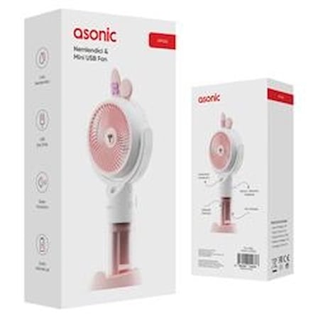 Asonic AFN26 Beyaz 500mAh 2 Kademe (Püskürtme Fonksiyon) Nemlendirici Sprey USB Fan Şarjlı (KDO)