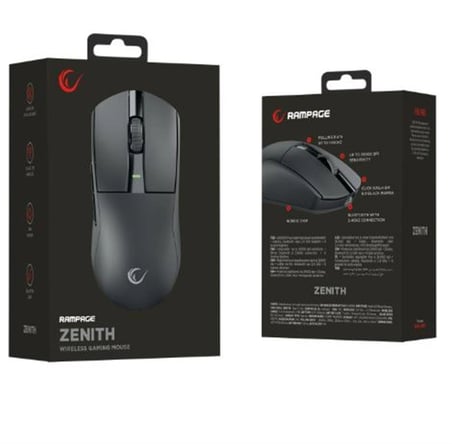 Rampage ZENITH BT+Wired+2.4G Siyah Kablosuz PAW3395 52833 MCU Gaming Oyuncu Mouse (KDO)