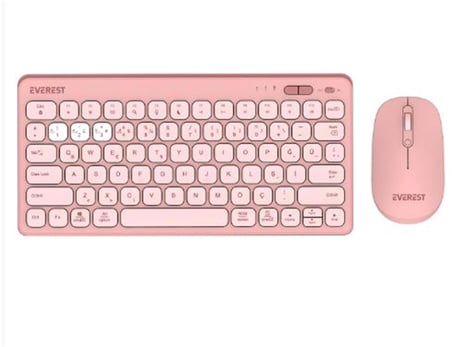 Everest LUMI KM-BT903 Pembe 3in1 3 BT + 2.4 1600dpi  Q Kablosuz Klavye + Mouse Set (KDO)