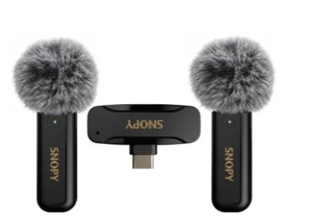 Snopy SN-MW80 Siyah 2 Mikrofonlu Kablosuz Type-c Yaka Mikrofonu (KDO)