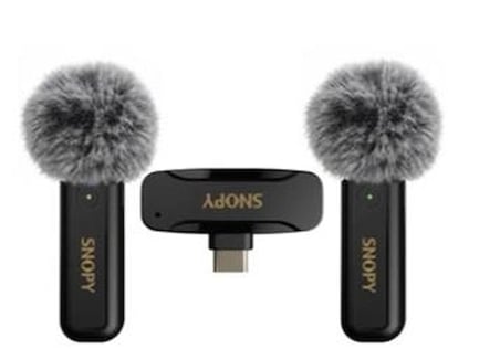 Snopy SN-MW80 Siyah 2 Mikrofonlu Kablosuz Type-c Yaka Mikrofonu (KDO)